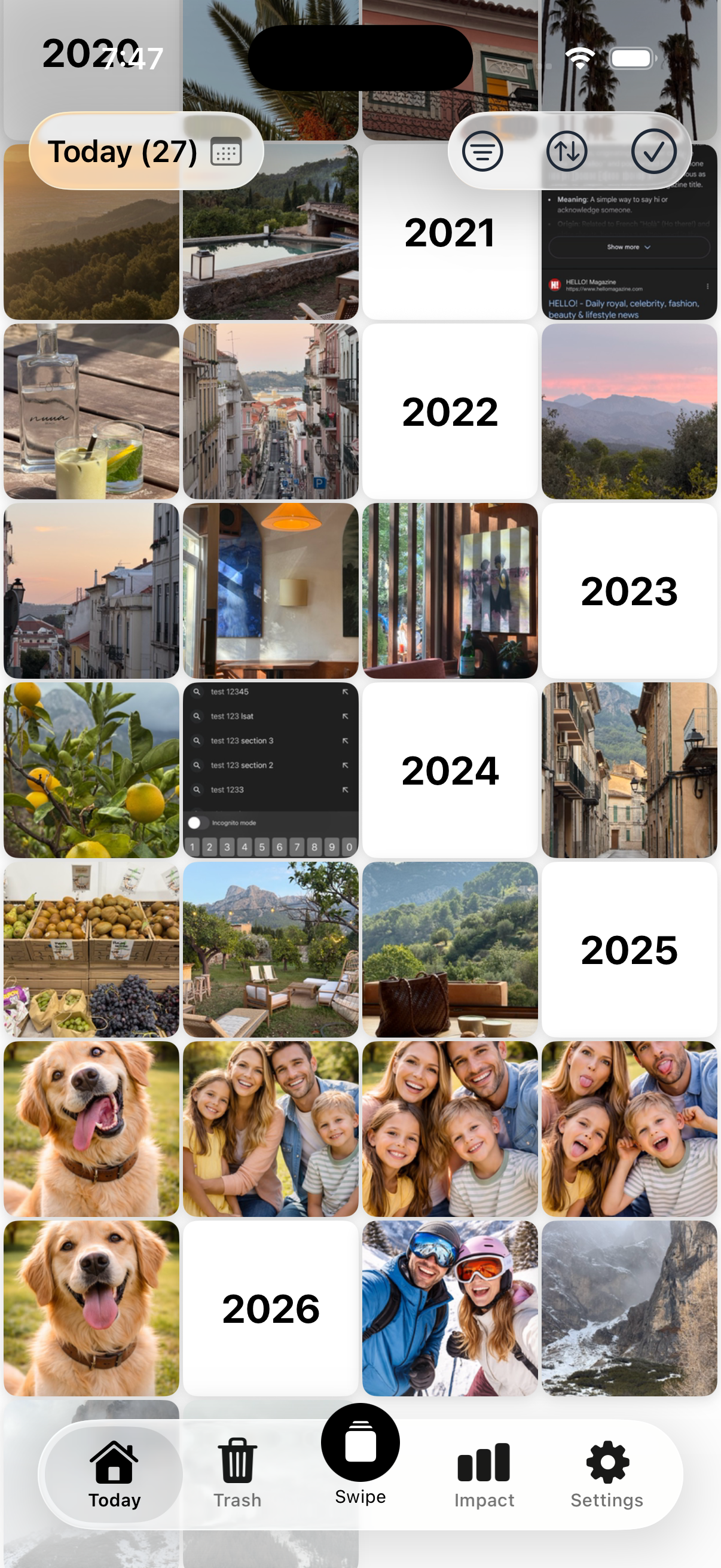 Today view showing your daily photo cleanup session